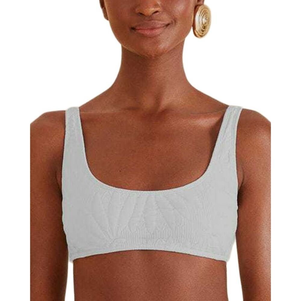 Farm Rio Womens Off White Banana Matelassé Bikini Top